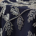 Load image into Gallery viewer, Navy Blue Pleated Abaya Set | Beaded Robe Abaya with Silver Embroidery (ABA168)