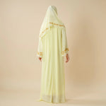 Load image into Gallery viewer, Elegant Crew Neck Long Sleeve Chiffon Abaya Dress with Matching Headscarf (AA230)