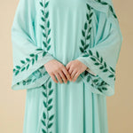 Load image into Gallery viewer, Elegant Crew Neck Long Sleeve Chiffon Abaya Dress with Matching Headscarf (AA230)