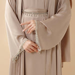 Load image into Gallery viewer, Satin Abaya With Matching Belt Made Of Diamond Tassel (ABA010)