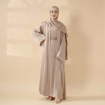 Load image into Gallery viewer, Satin Abaya With Matching Belt Made Of Diamond Tassel (ABA010)