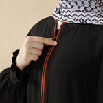 Load image into Gallery viewer, Modest Pullover Abaya with Palestinian Embroidery, Elegant Ruffled Cuff Maxi Dress (AA141)