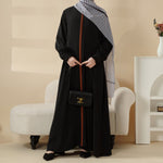 Load image into Gallery viewer, Modest Pullover Abaya with Palestinian Embroidery, Elegant Ruffled Cuff Maxi Dress (AA141)