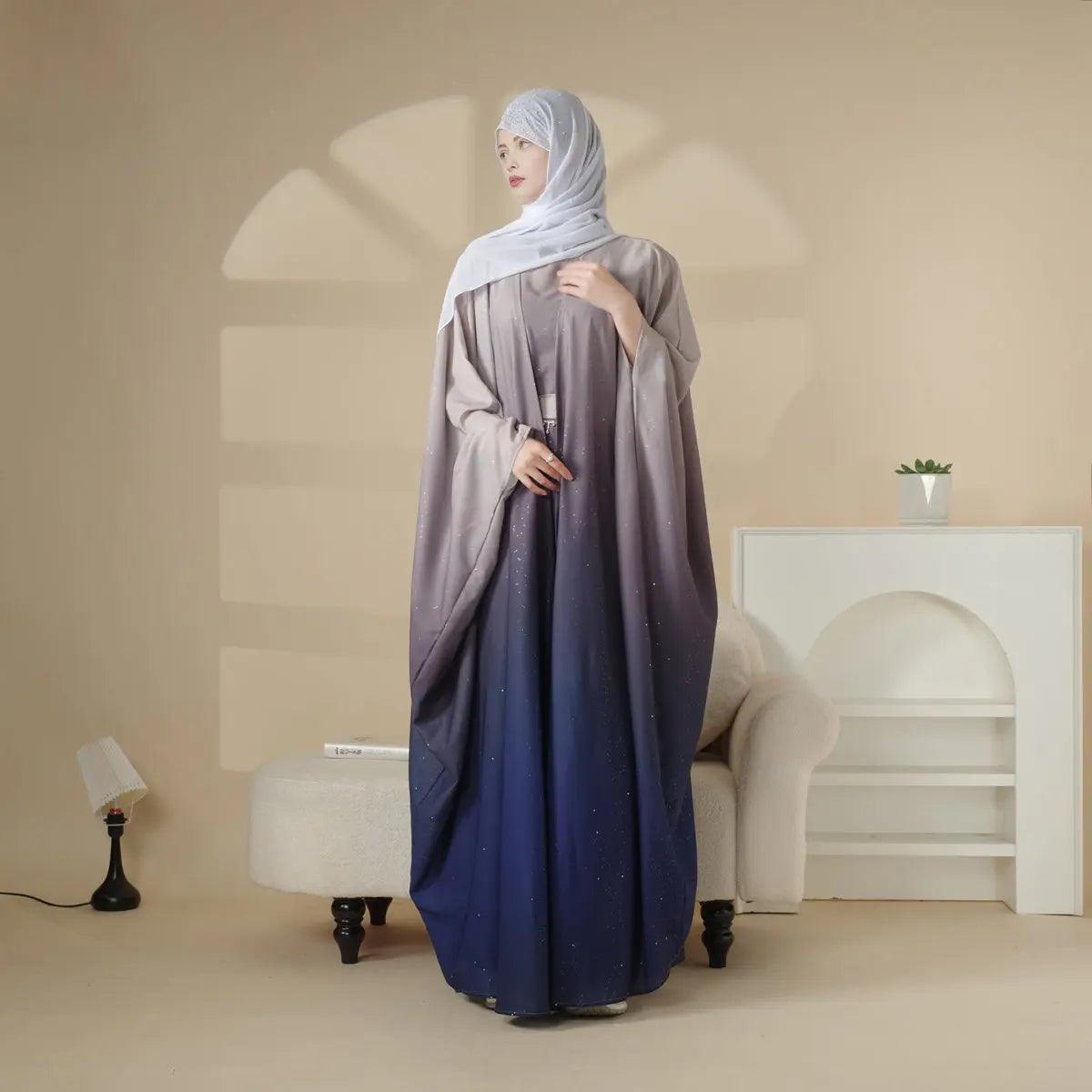 Glitter Gradient Polyester Abaya Set 4-Piece (ABA036)