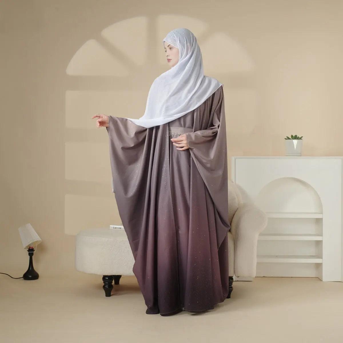 Glitter Gradient Polyester Abaya Set 4-Piece (ABA036)