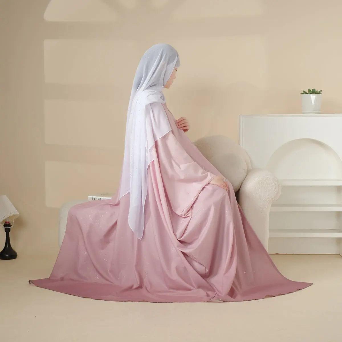 Glitter Gradient Polyester Abaya Set 4-Piece (ABA036)