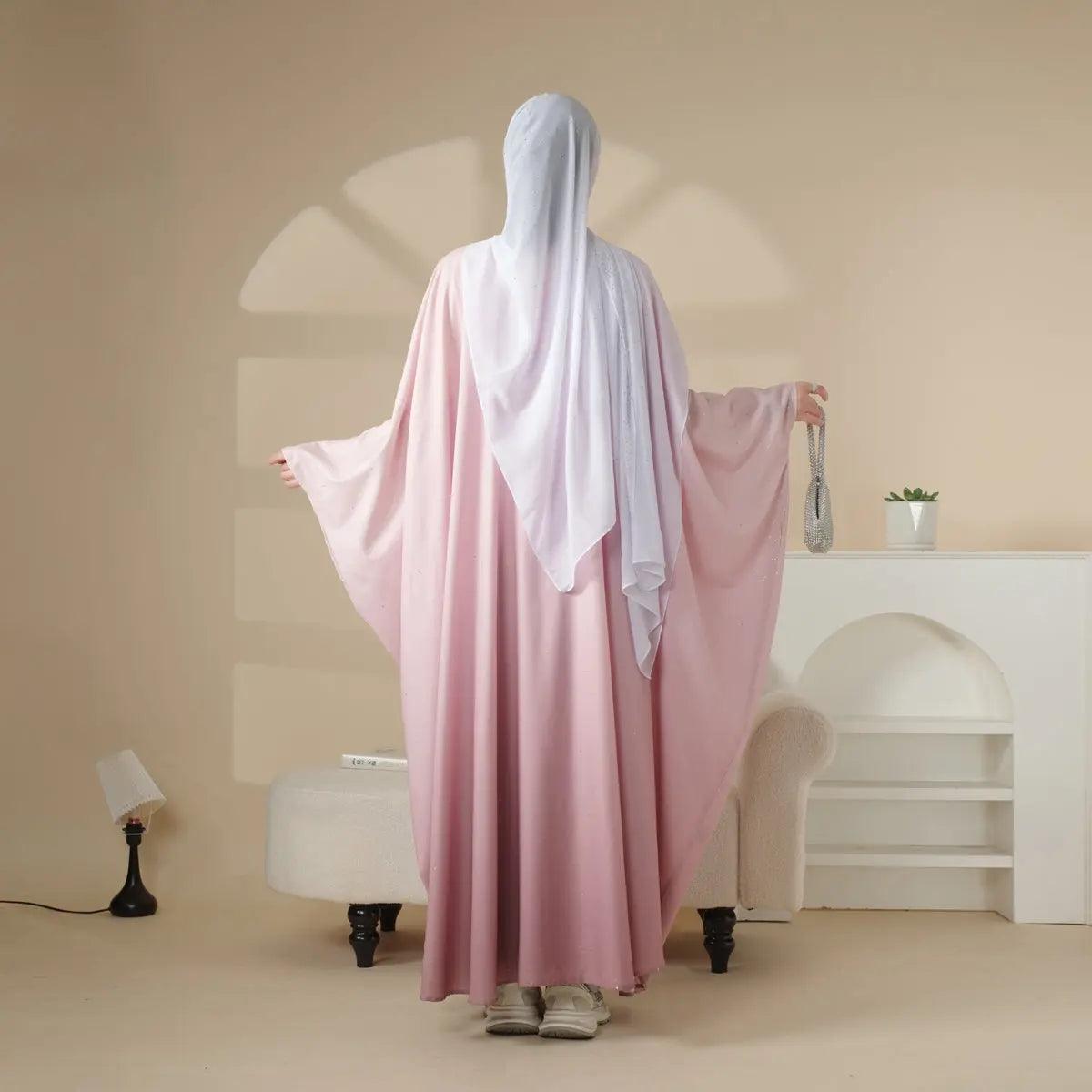 Glitter Gradient Polyester Abaya Set 4-Piece (ABA036)