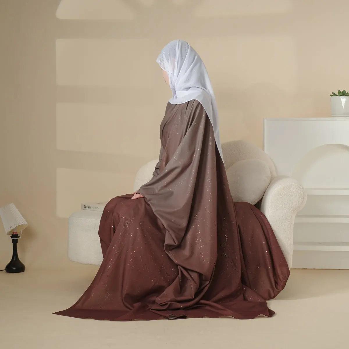 Glitter Gradient Polyester Abaya Set 4-Piece (ABA036)