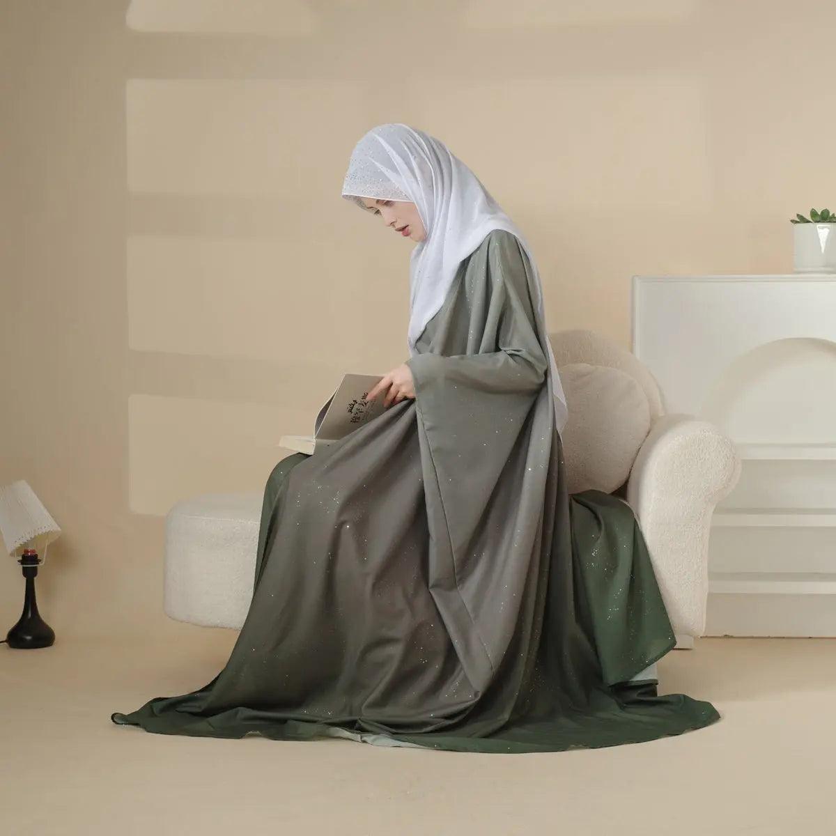 Glitter Gradient Polyester Abaya Set 4-Piece (ABA036)