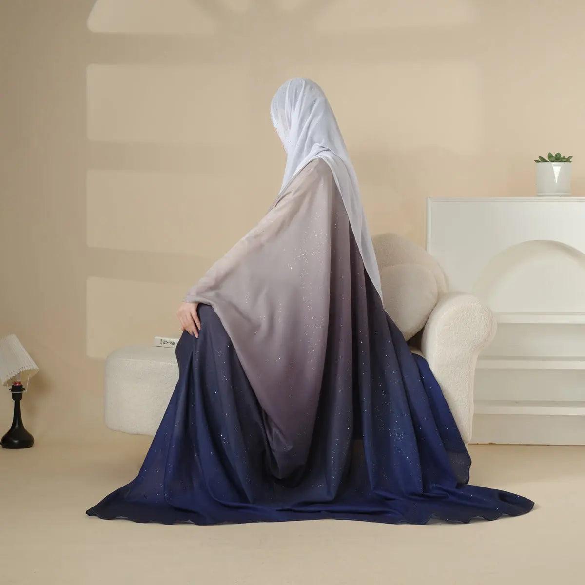 Glitter Gradient Polyester Abaya Set 4-Piece (ABA036)