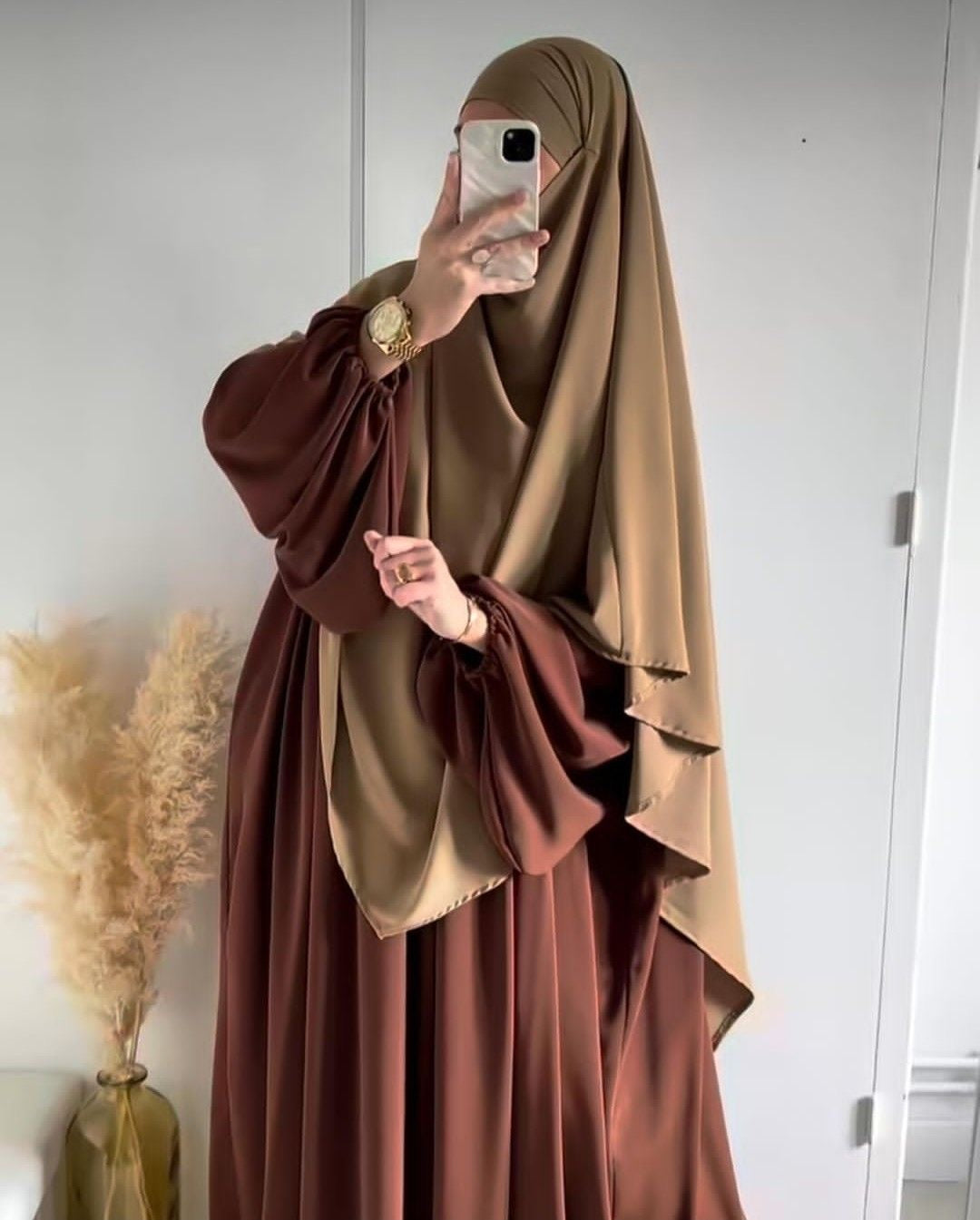 Brown Shade Abaya & Khimar Set