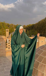 Load image into Gallery viewer, Green Irani Sleeves Chadar - Nida Matte Fabric