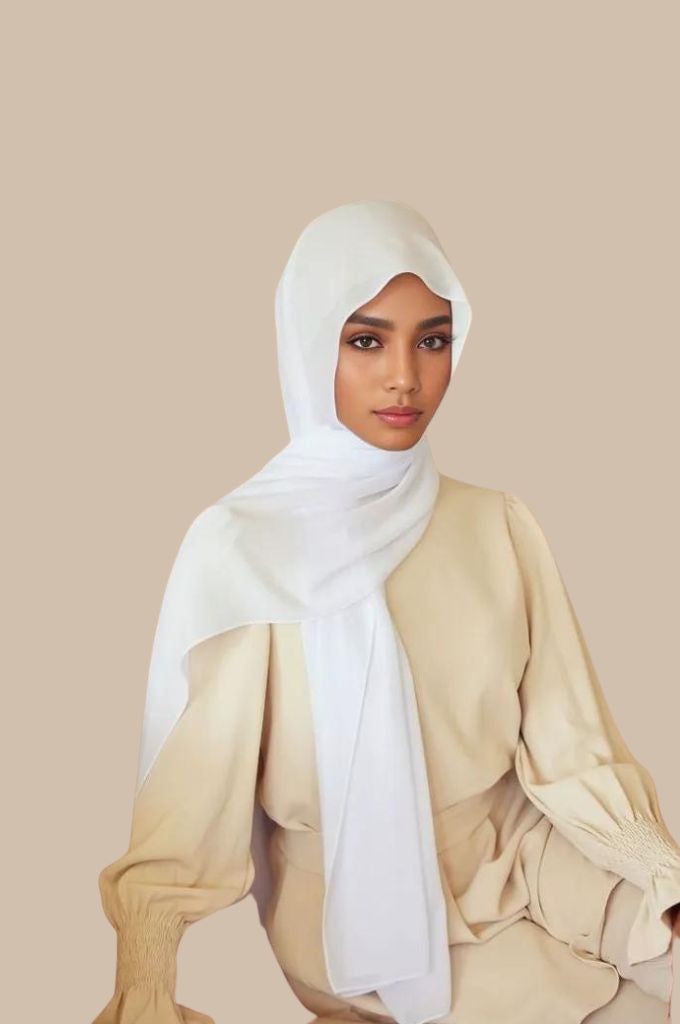Premium Chiffon Hijab - Milk White