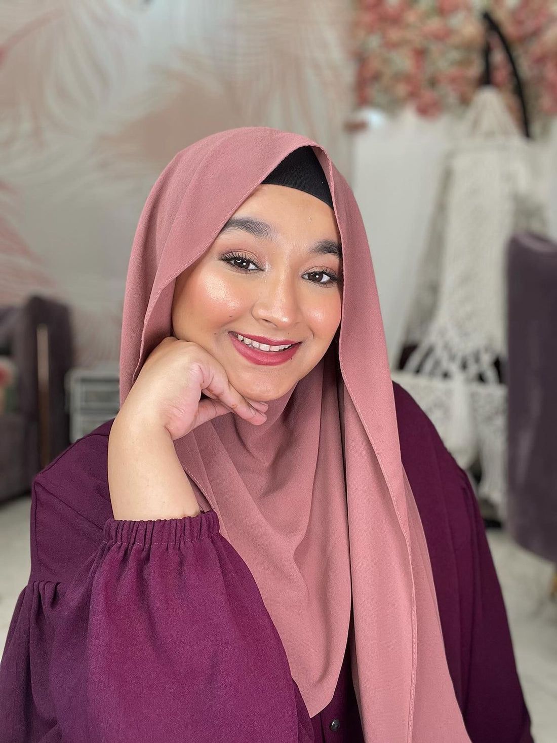 Premium Chiffon Hijab - Rose Pink