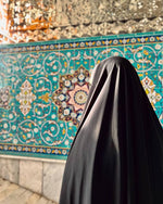 Load image into Gallery viewer, Irani Rida (Without Sleeves) - Firdaus Matte Finish Pure Black Fabric