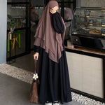 Load image into Gallery viewer, Contrast Abaya & Double Layer Khimar Set.