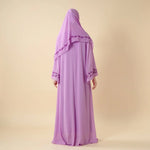 Load image into Gallery viewer, Elegant Crew Neck Long Sleeve Chiffon Abaya Dress with Matching Headscarf (AA230)
