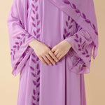 Load image into Gallery viewer, Elegant Crew Neck Long Sleeve Chiffon Abaya Dress with Matching Headscarf (AA230)
