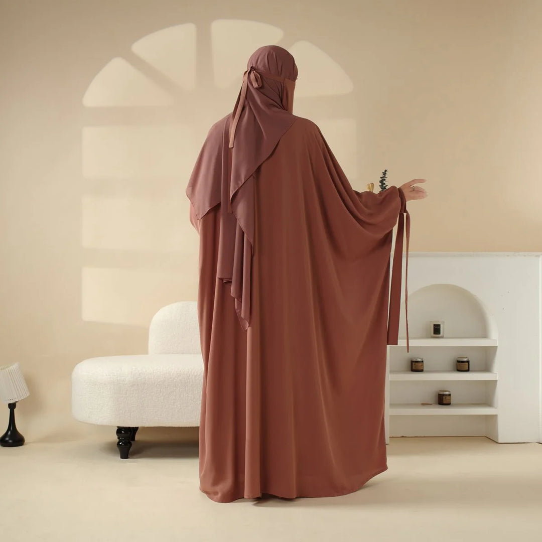 5-Piece Set Farasha Abaya, Premium Farasha Textured Open Abaya (ABA095)