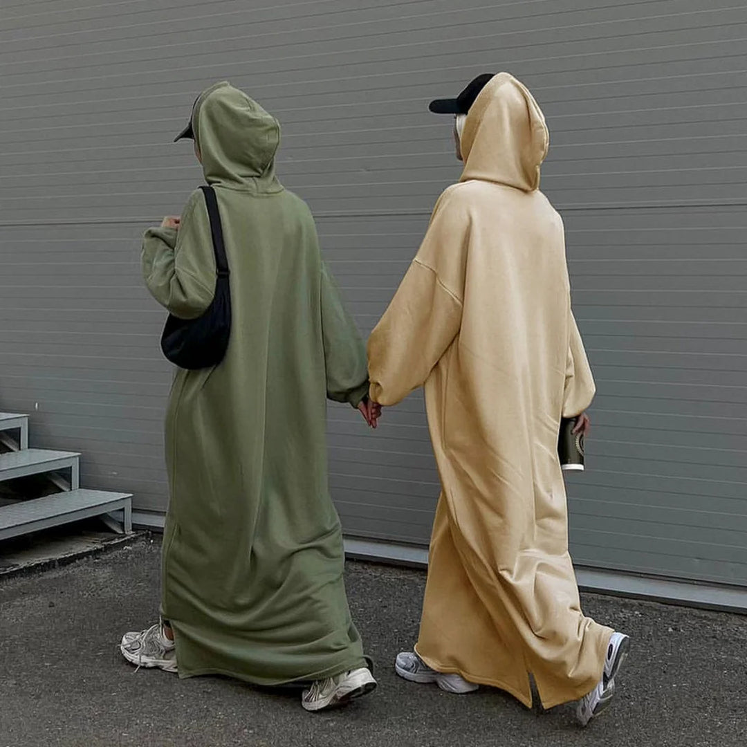 Hooded Sweatshirt Abaya | Hoodie Abaya With Pockets (AA125)