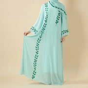 Elegant Crew Neck Long Sleeve Chiffon Abaya Dress with Matching Headscarf (AA230)