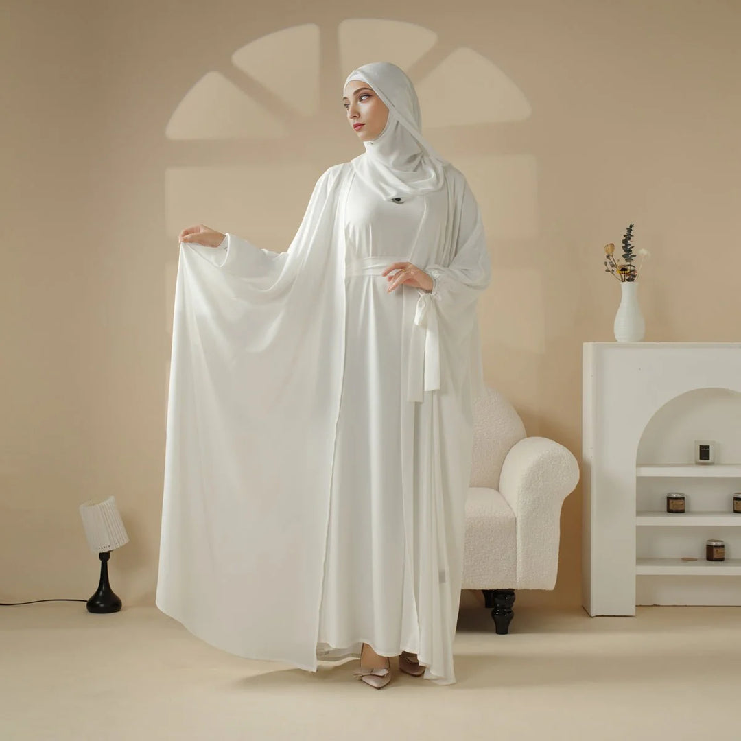 5-Piece Set Farasha Abaya, Premium Farasha Textured Open Abaya (ABA095)