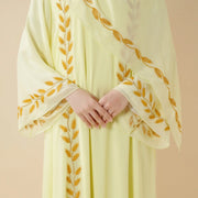 Elegant Crew Neck Long Sleeve Chiffon Abaya Dress with Matching Headscarf (AA230)