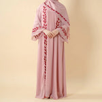 Load image into Gallery viewer, Elegant Crew Neck Long Sleeve Chiffon Abaya Dress with Matching Headscarf (AA230)

