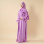 Load image into Gallery viewer, Elegant Crew Neck Long Sleeve Chiffon Abaya Dress with Matching Headscarf (AA230)
