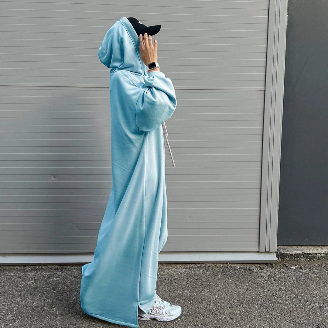 Hooded Sweatshirt Abaya | Hoodie Abaya With Pockets (AA125)
