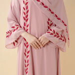 Load image into Gallery viewer, Elegant Crew Neck Long Sleeve Chiffon Abaya Dress with Matching Headscarf (AA230)
