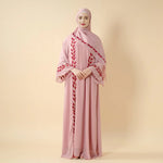 Load image into Gallery viewer, Elegant Crew Neck Long Sleeve Chiffon Abaya Dress with Matching Headscarf (AA230)
