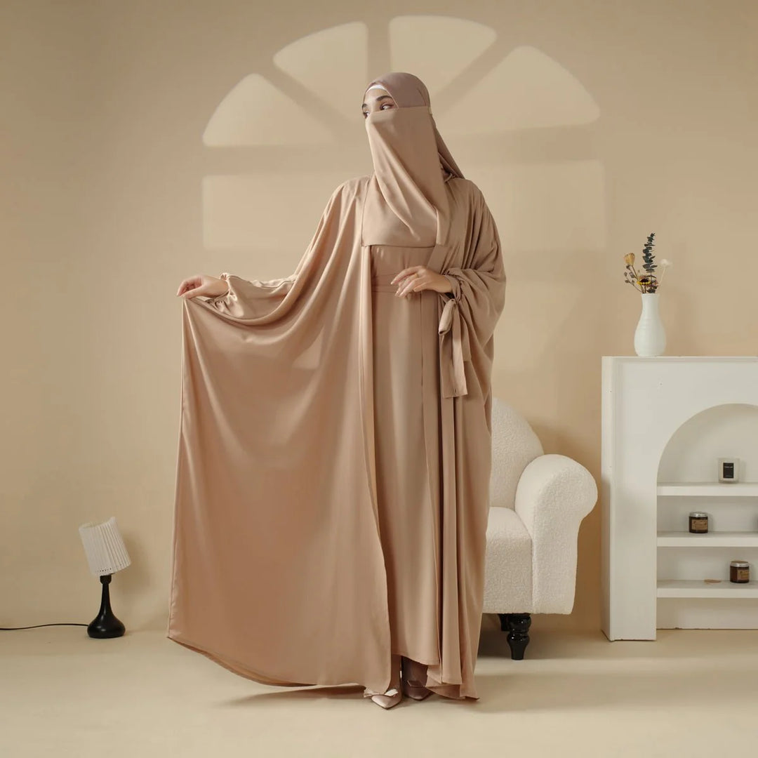 5-Piece Set Farasha Abaya, Premium Farasha Textured Open Abaya (ABA095)