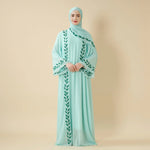 Load image into Gallery viewer, Elegant Crew Neck Long Sleeve Chiffon Abaya Dress with Matching Headscarf (AA230)
