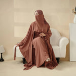 Load image into Gallery viewer, 5-Piece Set Farasha Abaya, Premium Farasha Textured Open Abaya (ABA095)
