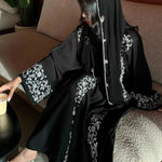 Load image into Gallery viewer, Black Banquet Dress Abaya Set | Embroidered Diamond Elegance 3-Piece Abaya with Hijab (ABA184)
