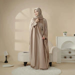 Load image into Gallery viewer, 5-Piece Set Butterfly Abaya With Niqab, Loose Full Cover Satin Abaya (ABA019)
