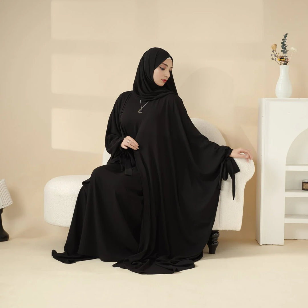 5-Piece Set Farasha Abaya, Premium Farasha Textured Open Abaya (ABA095)