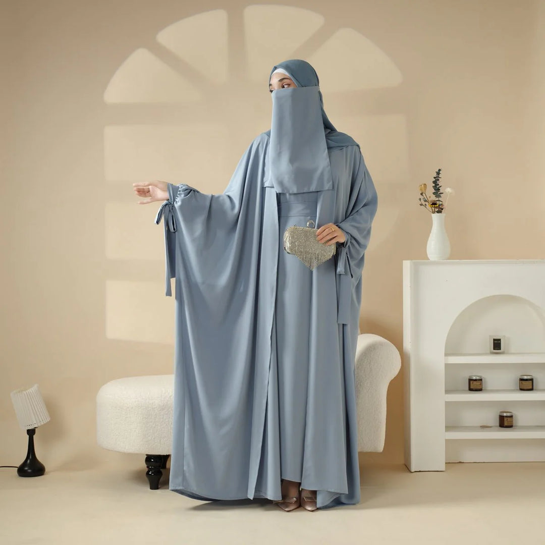 5-Piece Set Farasha Abaya, Premium Farasha Textured Open Abaya (ABA095)