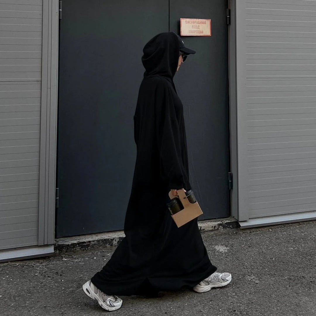 Hooded Sweatshirt Abaya | Hoodie Abaya With Pockets (AA125)