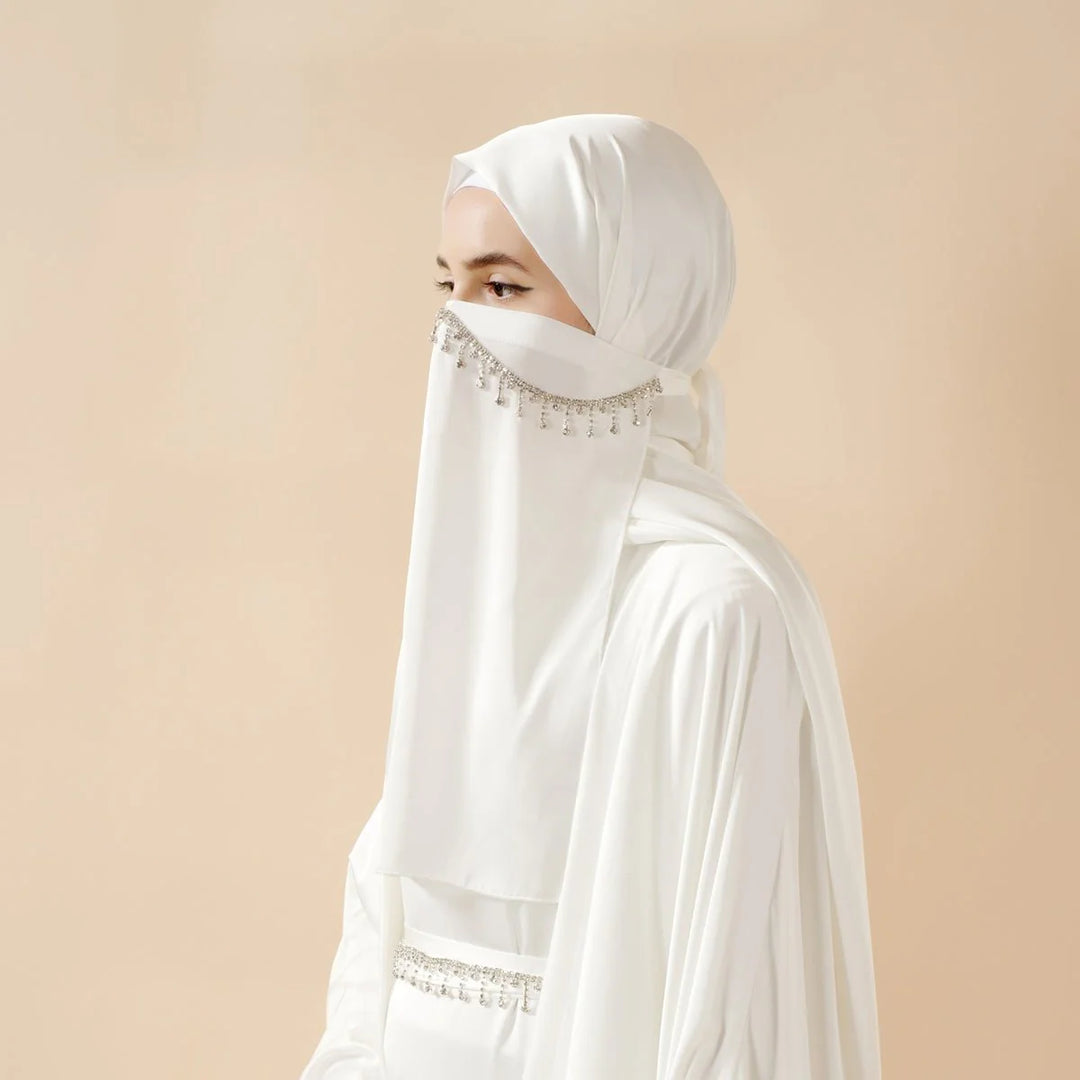 5-Piece Set Butterfly Abaya With Niqab, Loose Full Cover Satin Abaya (ABA019)