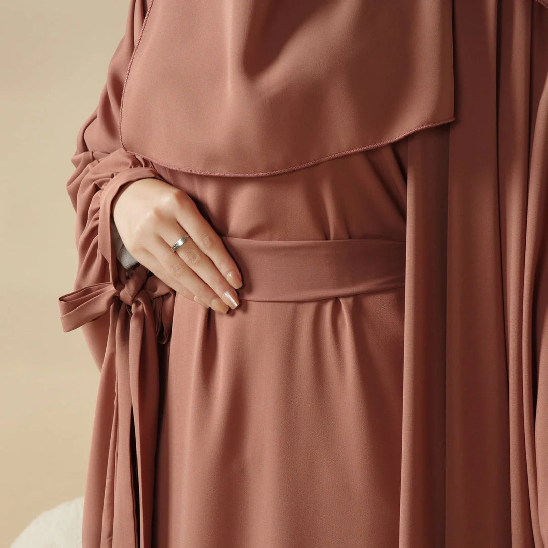5-Piece Set Farasha Abaya, Premium Farasha Textured Open Abaya (ABA095)