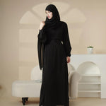 Load image into Gallery viewer, Puff Sleeve Satin Abaya with Pockets 2-Piece Set (AA031)
