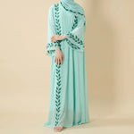 Load image into Gallery viewer, Elegant Crew Neck Long Sleeve Chiffon Abaya Dress with Matching Headscarf (AA230)
