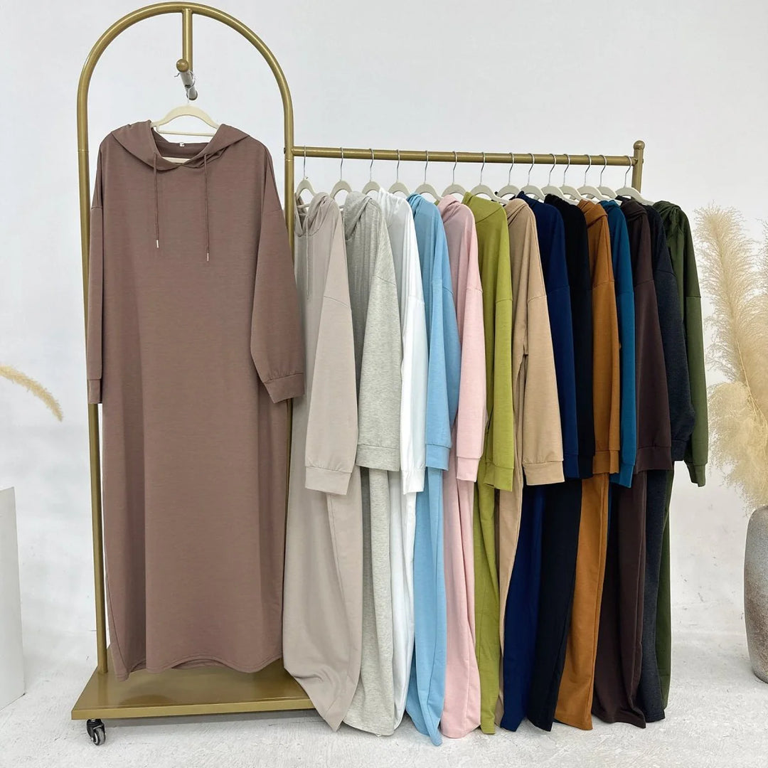 Hooded Sweatshirt Abaya | Hoodie Abaya With Pockets (AA125)