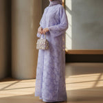 Load image into Gallery viewer, Mesh Flower Bead Open Abaya and Satin Interior Dress 2-Piece Set | Elegant Muslim Wedding Guest Outfit(ABA222)