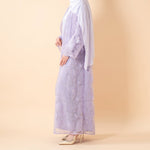 Load image into Gallery viewer, Mesh Flower Bead Open Abaya and Satin Interior Dress 2-Piece Set | Elegant Muslim Wedding Guest Outfit(ABA222)