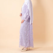 Mesh Flower Bead Open Abaya and Satin Interior Dress 2-Piece Set | Elegant Muslim Wedding Guest Outfit(ABA222)