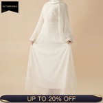 Load image into Gallery viewer, Cream White Puff Sleeves Abaya | Pleat Textured Maxi Dress Abaya (AB152)
