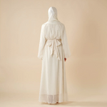 Load image into Gallery viewer, Cream White Puff Sleeves Abaya | Pleat Textured Maxi Dress Abaya (AB152)

